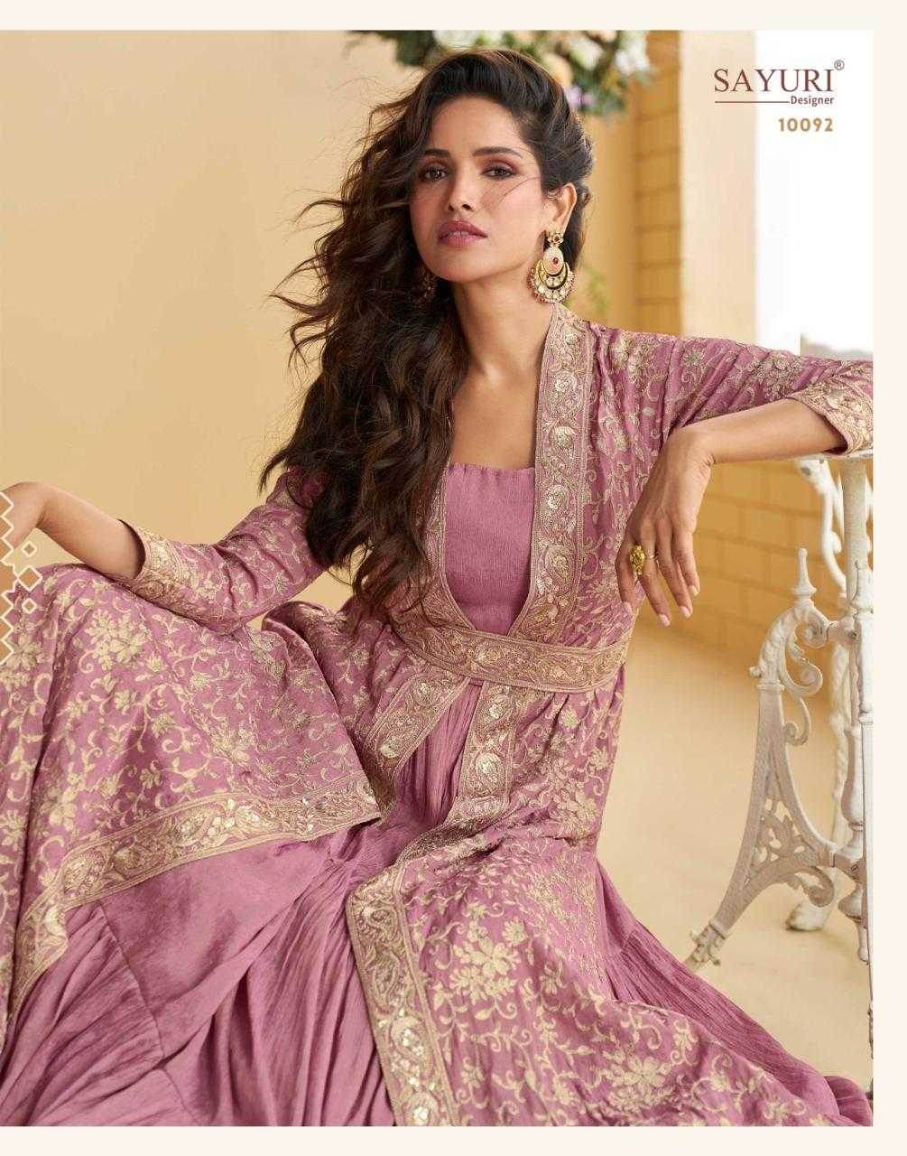 Chinon Silk Western Wears Embroidered Suits Gown Dresses - MYLUXURY LANE ENTERPRISE